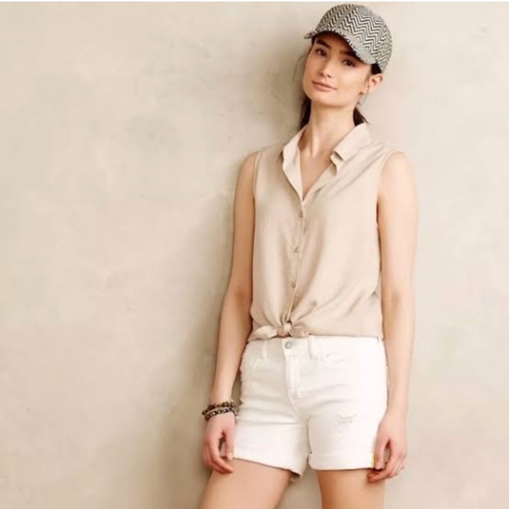 Cloth And Stone Sleeveless Button-Down Tan Blouse - image 1